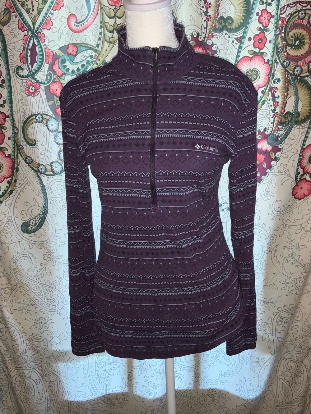 Columbia Sportswear Women’s Full Zip XS Thin Athletic Long Sleeve Geo Pattern
